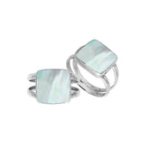 Sterling Silver Handcrafted Mother Of Pearl Square Shape Statement Ring